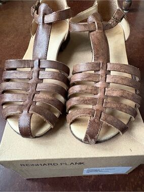Reinhard Plank Brown Leather Fisherman Sandal Size 38